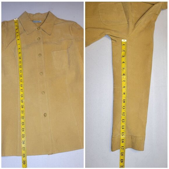 Marsh Landing Tan Leather Button Down Shirt Jacket Schaket - Picture 9 of 14